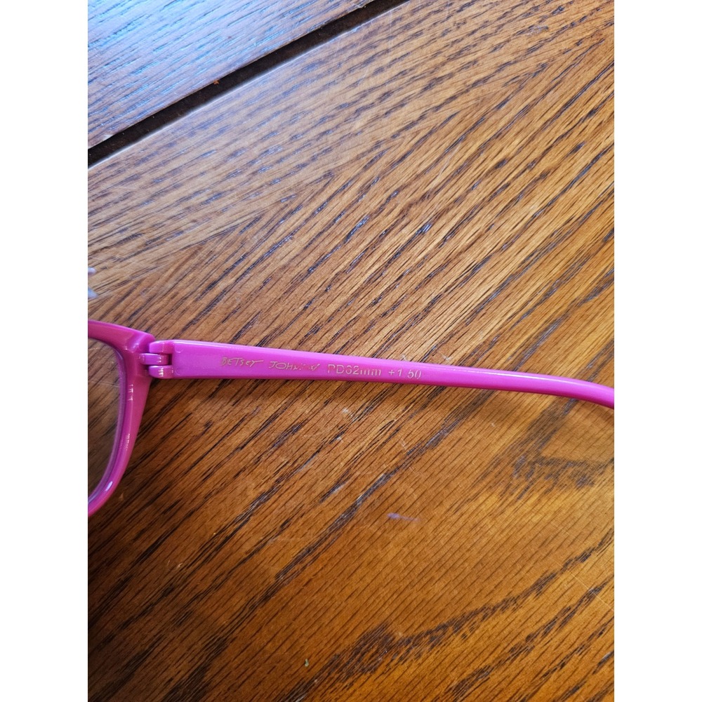 Betsey Johnson Hot Pink Cat Eye Readers +1.50 Designer Reading Glasses - Picture 3 of 4